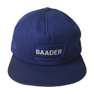 Vintage 80s BAADER Hat Snapback Trucker Hat Classic Cap Blue